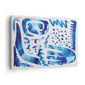 Cuadro sobre lienzo - Impresión de Imagen - Patrón abstracto en tonos azules - 70x50cm - Vuelta a las raíces - Decoración de pared moderna para salón y dormitorio ARTTOR