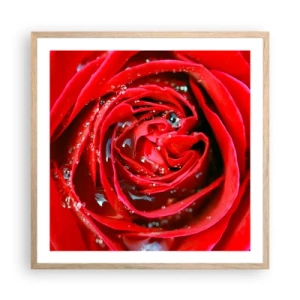 Póster en marco roble claro - En gotas de rocío - 60x60 cm