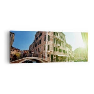 Cuadro sobre lienzo - Impresión de Imagen - Puente y canal de Venecia con arquitectura histórica - 140x50cm - Venecia - Amore Mio - Decoración de pared moderna para salón y dormitorio ARTTOR