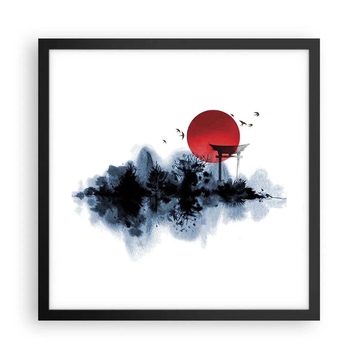 Póster en marco negro - Visión japonesa - 40x40 cm