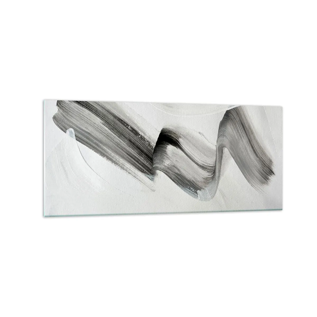 Cuadro sobre vidrio - Impresiones sobre Vidrio - Pincelada abstracta en blanco y negro sobre un fondo claro - 120x50cm - Solo por diversión - Decoración de pared moderna para salón y dormitorio ARTTOR