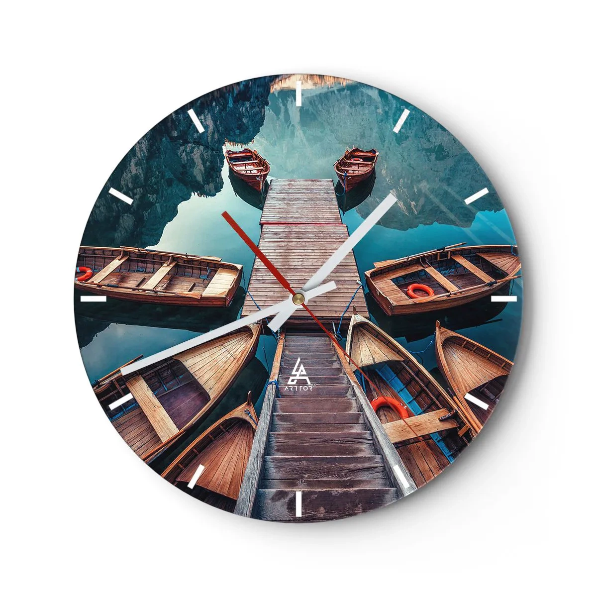 Reloj de pared - Reloj de vidrio - Esperando en el muelle - 40x40 cm