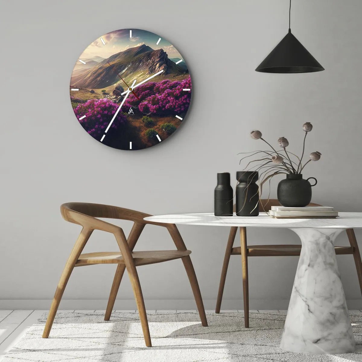 Reloj de pared - Reloj de vidrio - Verano en las montañas - 40x40 cm