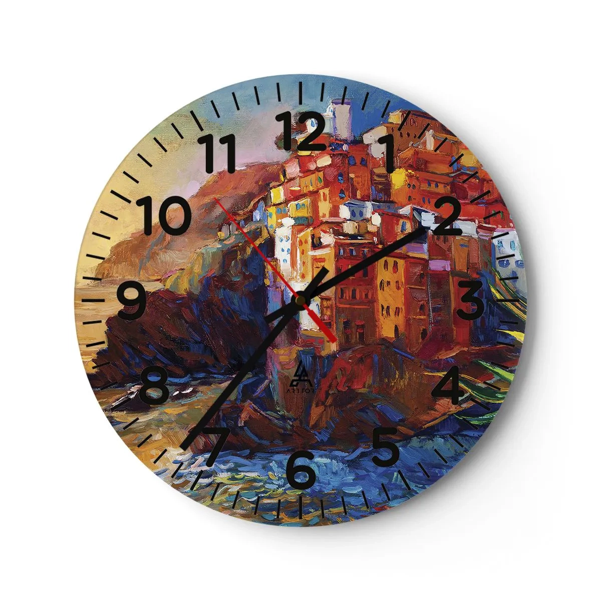 Reloj de pared - Reloj de vidrio - Ambiente italiano - 40x40 cm