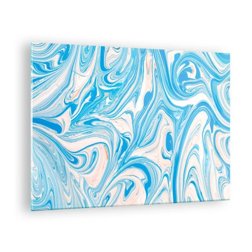 Cuadro sobre vidrio - Impresiones sobre Vidrio - Patrón abstracto en tonos turquesa y beige. - 70x50cm - Llanura de inundación turquesa - Decoración de pared moderna para salón y dormitorio ARTTOR