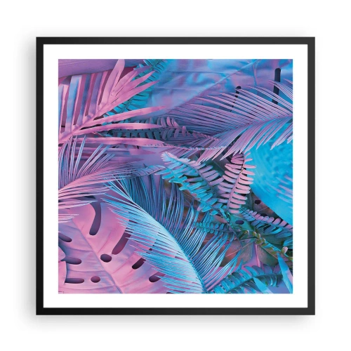 Póster en marco negro - Trópicos en rosa y azul - 60x60 cm