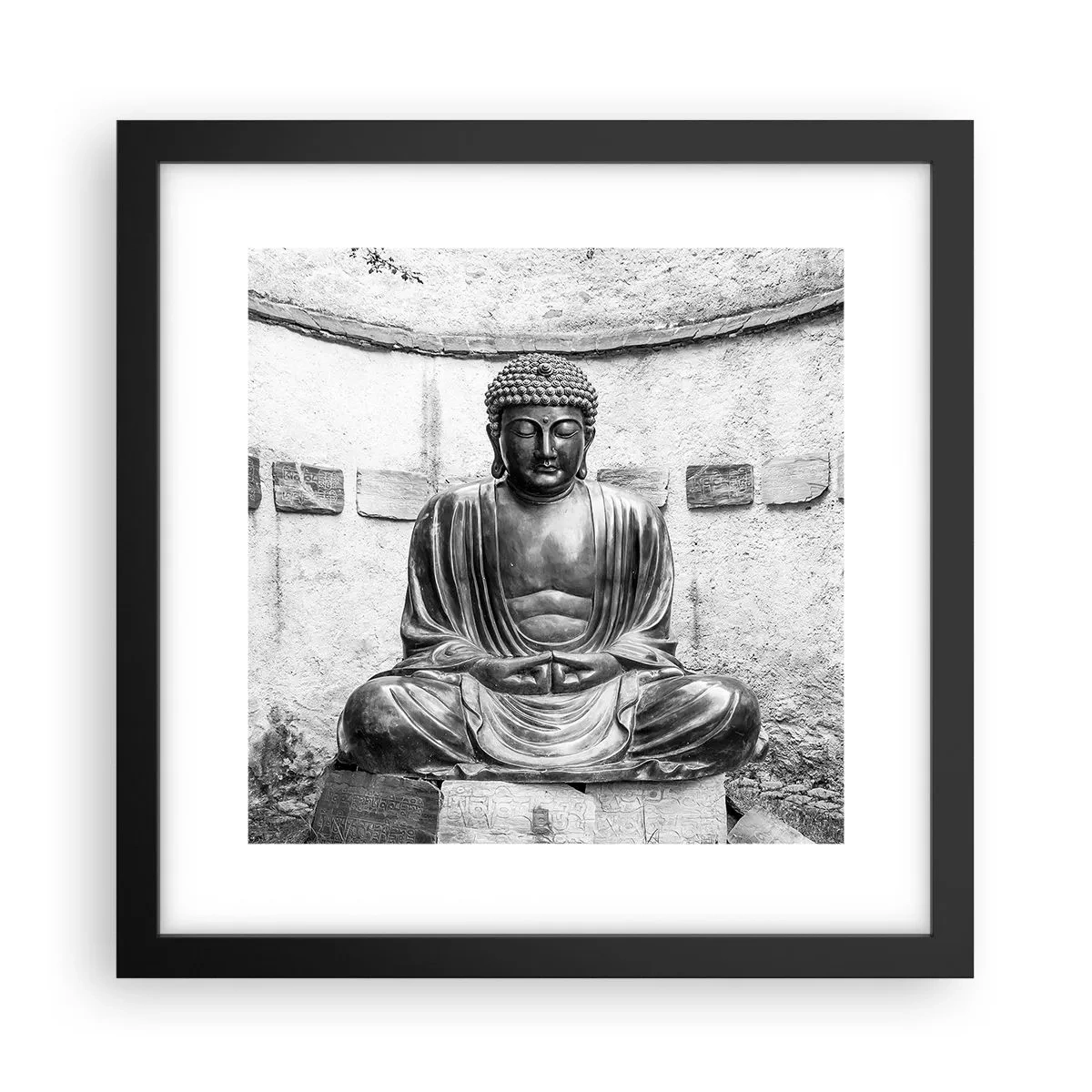 Póster en marco negro - En la fuente de la paz - 30x30 cm