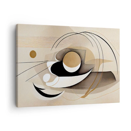 Cuadro sobre lienzo - Impresión de Imagen - Composición abstracta en tonos beige y negro. - 70x50cm - Composición: la esencia de las cosas - Decoración de pared moderna para salón y dormitorio ARTTOR