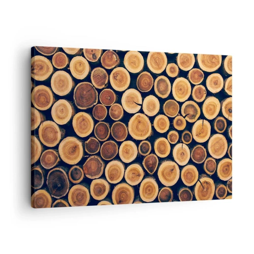 Cuadro sobre lienzo - Impresión de Imagen - Patrón elaborado a partir de secciones transversales de troncos de madera. - 70x50cm - ¿Qué edad tengo? - Decoración de pared moderna para salón y dormitorio ARTTOR