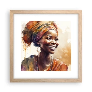 Póster en marco roble claro - Reina africana - 30x30 cm