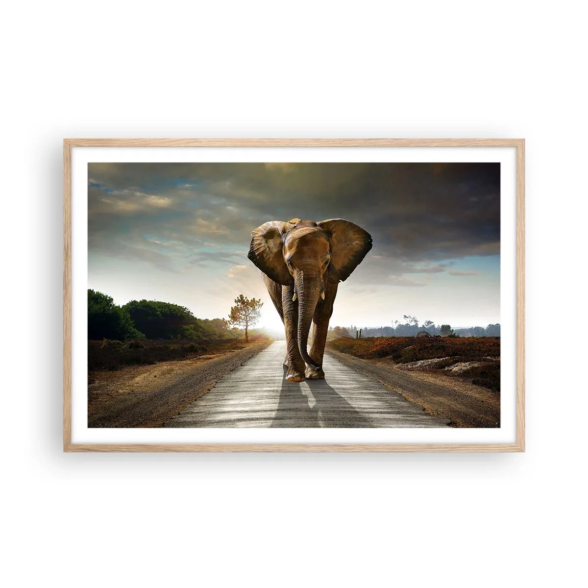 Póster en marco roble claro - Y para nada en un almacén de porcelana - 91x61 cm