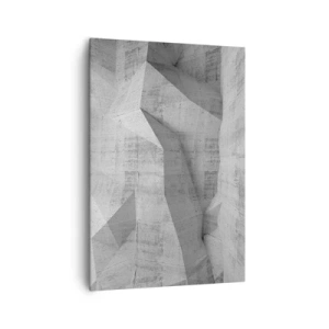 Cuadro sobre lienzo - Impresión de Imagen - Formas geométricas de hormigón en gris - 70x100cm - Un verdadero desafío - Decoración de pared moderna para salón y dormitorio ARTTOR