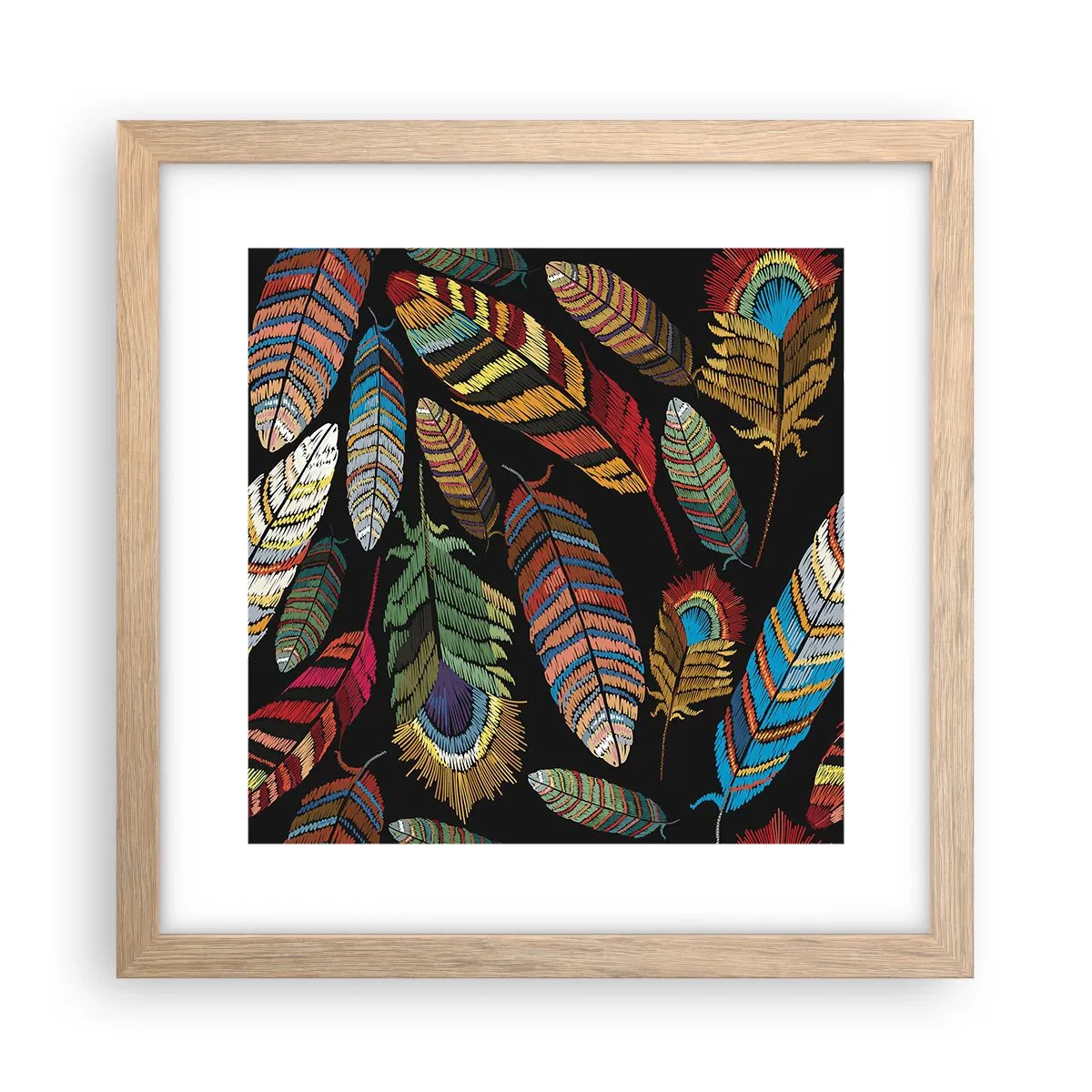 Póster en marco roble claro - Carnaval de las aves - 30x30 cm