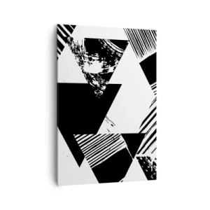 Cuadro sobre lienzo - Impresión de Imagen - Patrones geométricos en forma minimalista en blanco y negro. - 70x100cm - Una lluvia de triángulos - Decoración de pared moderna para salón y dormitorio ARTTOR