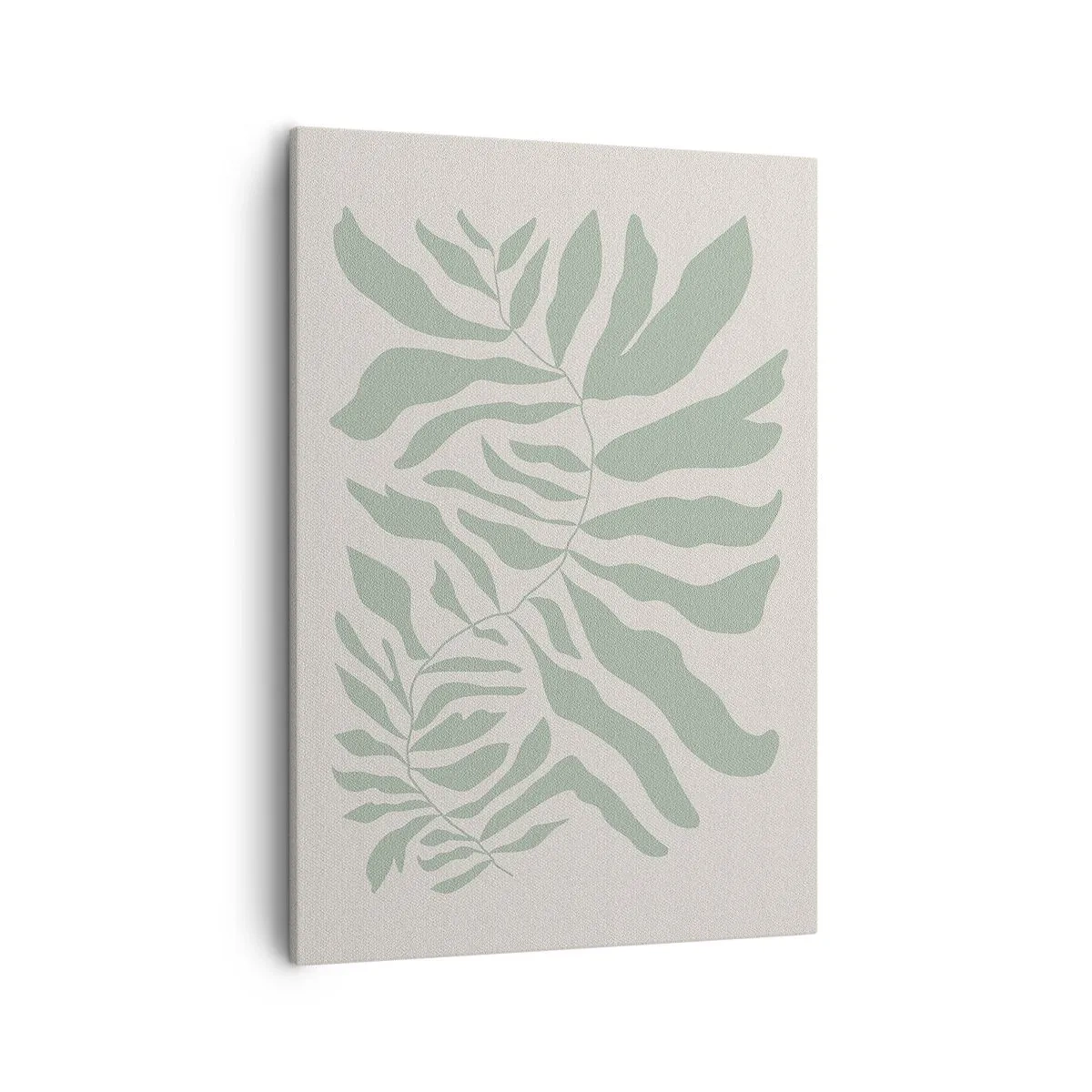 Cuadro sobre lienzo - Impresión de Imagen - Un delicado patrón de ramitas con hojas en un tono verde esmeralda. - 50x70cm - Rama esmeralda - Decoración de pared moderna para salón y dormitorio ARTTOR