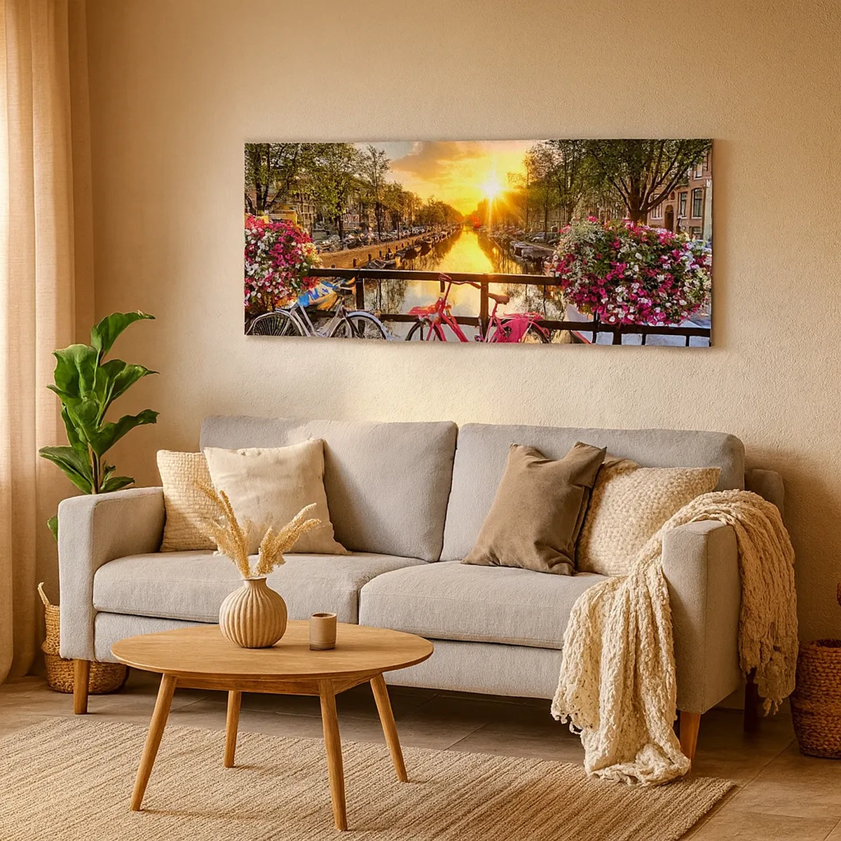 Cuadro sobre lienzo - Impresión de Imagen - Mañana de primavera en Ámsterdam - 30x30 cm