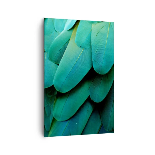 Cuadro sobre lienzo - Impresión de Imagen - Detalle de plumas en tonos verdes. - 80x120cm - La precisión de la naturaleza - Decoración de pared moderna para salón y dormitorio ARTTOR