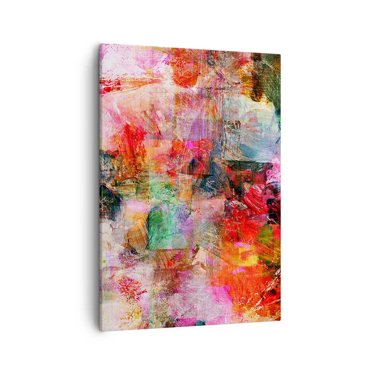 Cuadro sobre lienzo - Impresión de Imagen - Una composición abstracta con tonos dominantes de rosa y rojo. - 50x70cm - Un viaje a través del rosa - Decoración de pared moderna para salón y dormitorio ARTTOR
