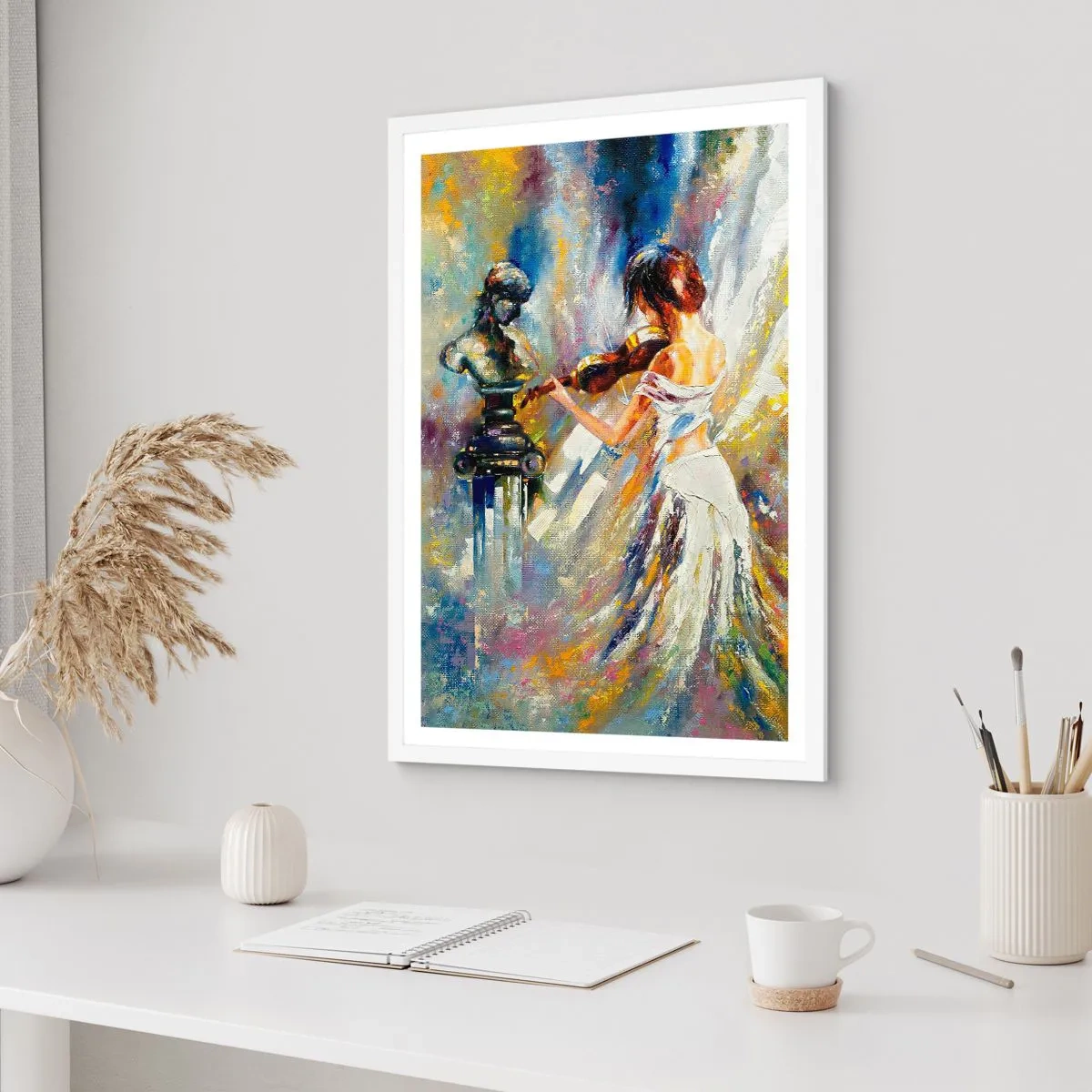 Póster en marco blanco - Revivir con sentimiento - 61x91 cm