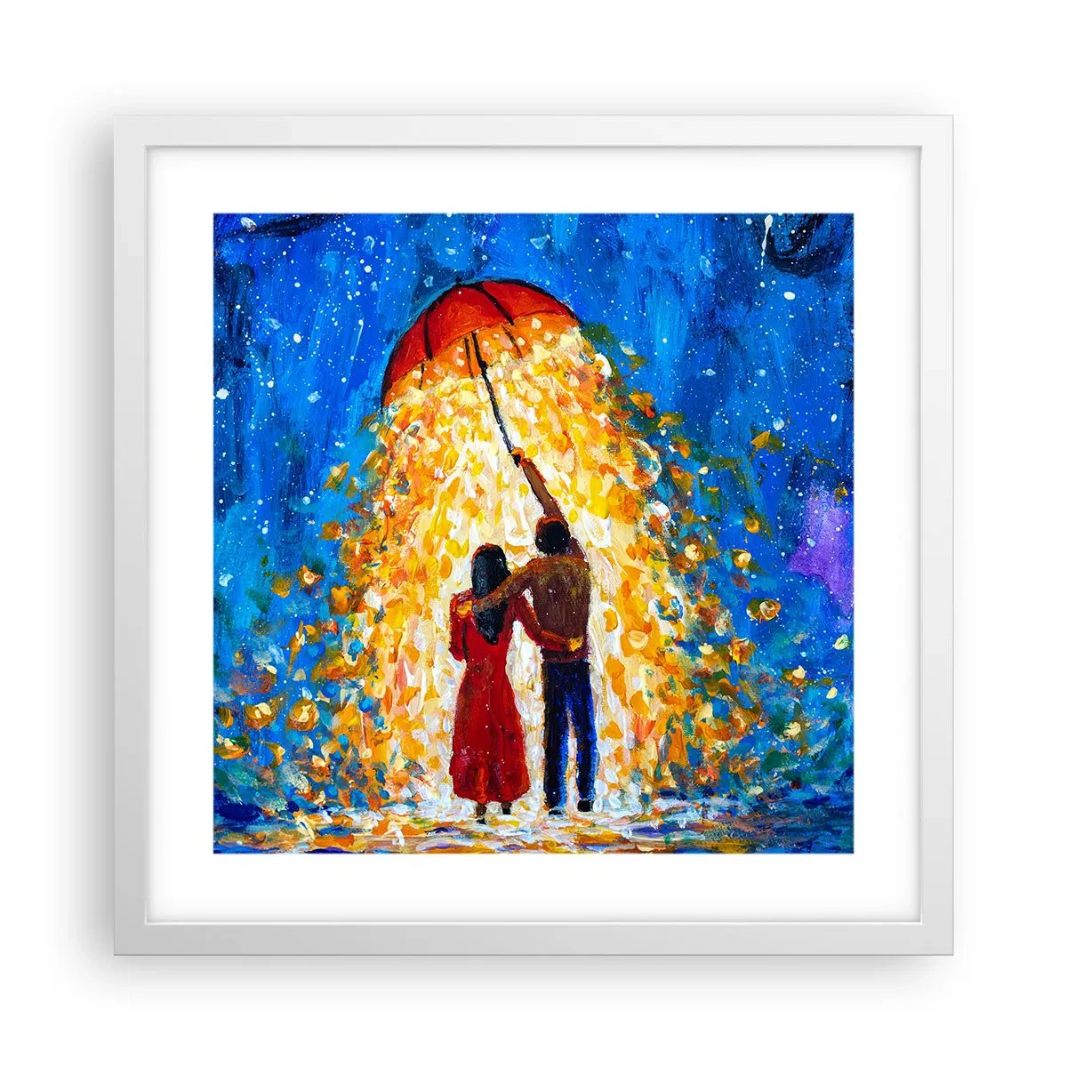 Póster en marco blanco - La magia de una tarde lluviosa - 40x40 cm