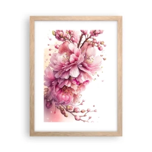 Póster en marco roble claro - Flor de cerezo - 30x40 cm