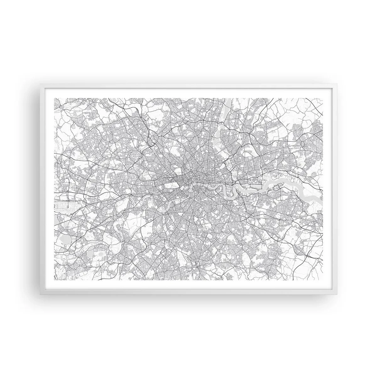 Póster en marco blanco - Un mapa del laberinto de Londres - 100x70 cm