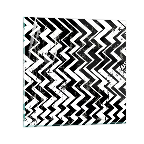 Cuadro sobre vidrio - Impresiones sobre Vidrio - Zig-blanco, zag-negro - 60x60 cm
