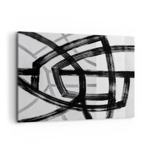Cuadro sobre lienzo - Impresión de Imagen - Líneas abstractas en blanco y negro que se cruzan sobre un fondo claro - 120x80cm - Construir profundidad - Decoración de pared moderna para salón y dormitorio ARTTOR