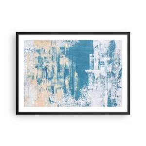 Póster en marco negro - Composición abstracta en tonos azules y blancos. - 70x50cm - A través de un carámbano - Decoración de pared moderna para salón y dormitorio ARTTOR