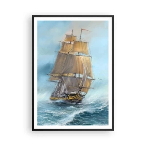 Póster en marco negro - Surcando las olas - 70x100 cm