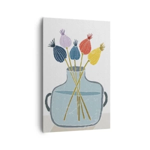 Cuadro sobre lienzo - Impresión de Imagen - Flores secas de colores en un jarrón sobre un fondo blanco. - 80x120cm - Como una semilla de amapola - Decoración de pared moderna para salón y dormitorio ARTTOR