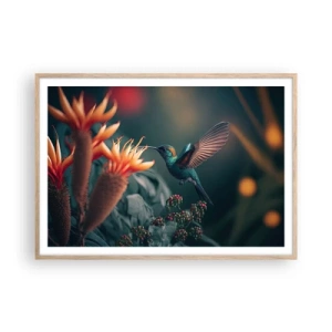 Póster en marco roble claro - Una vida verdaderamente colorida - 100x70 cm