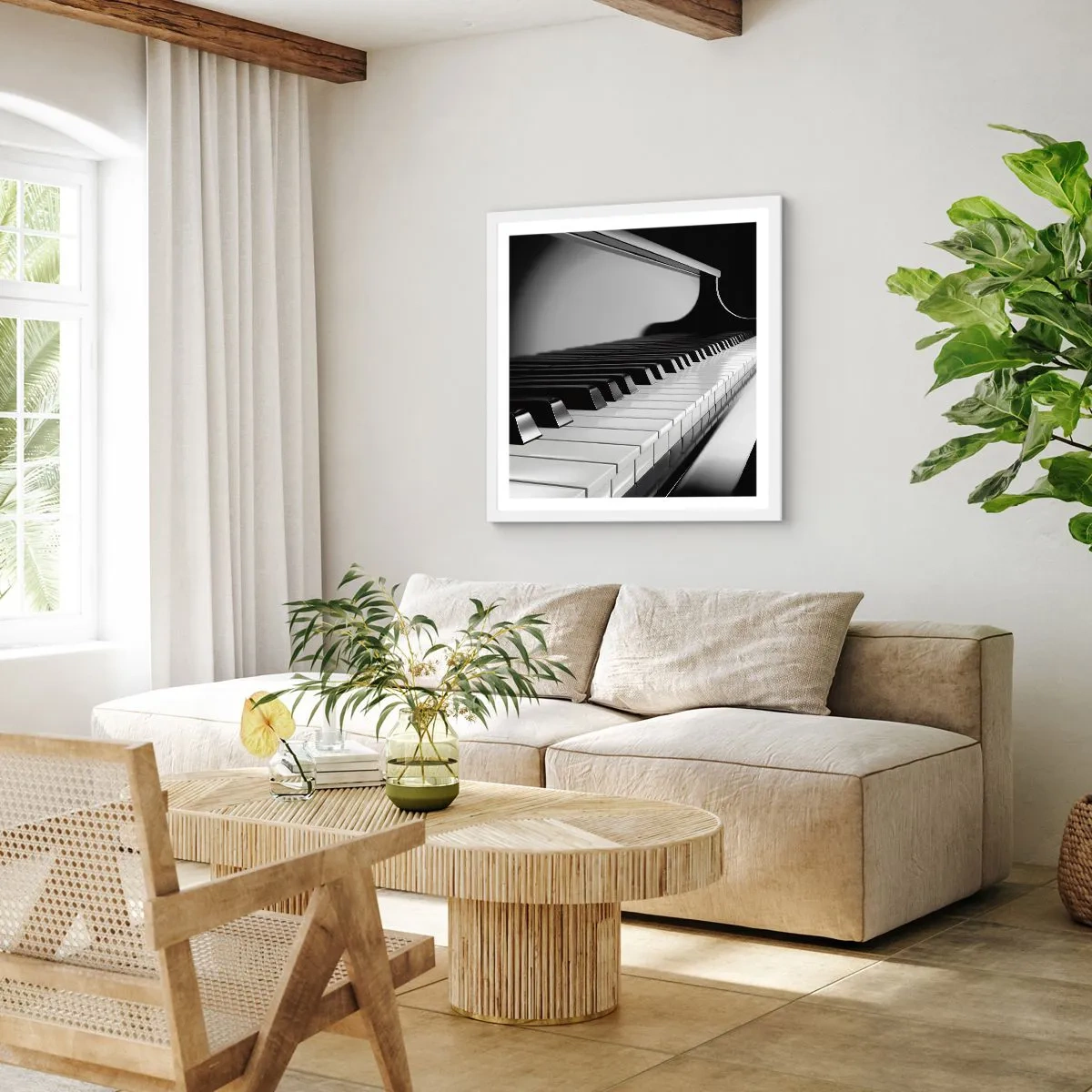 Póster en marco blanco - Armonía musical - 30x30 cm