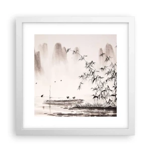 Póster en marco blanco - El silencio de los arrozales - 30x30 cm