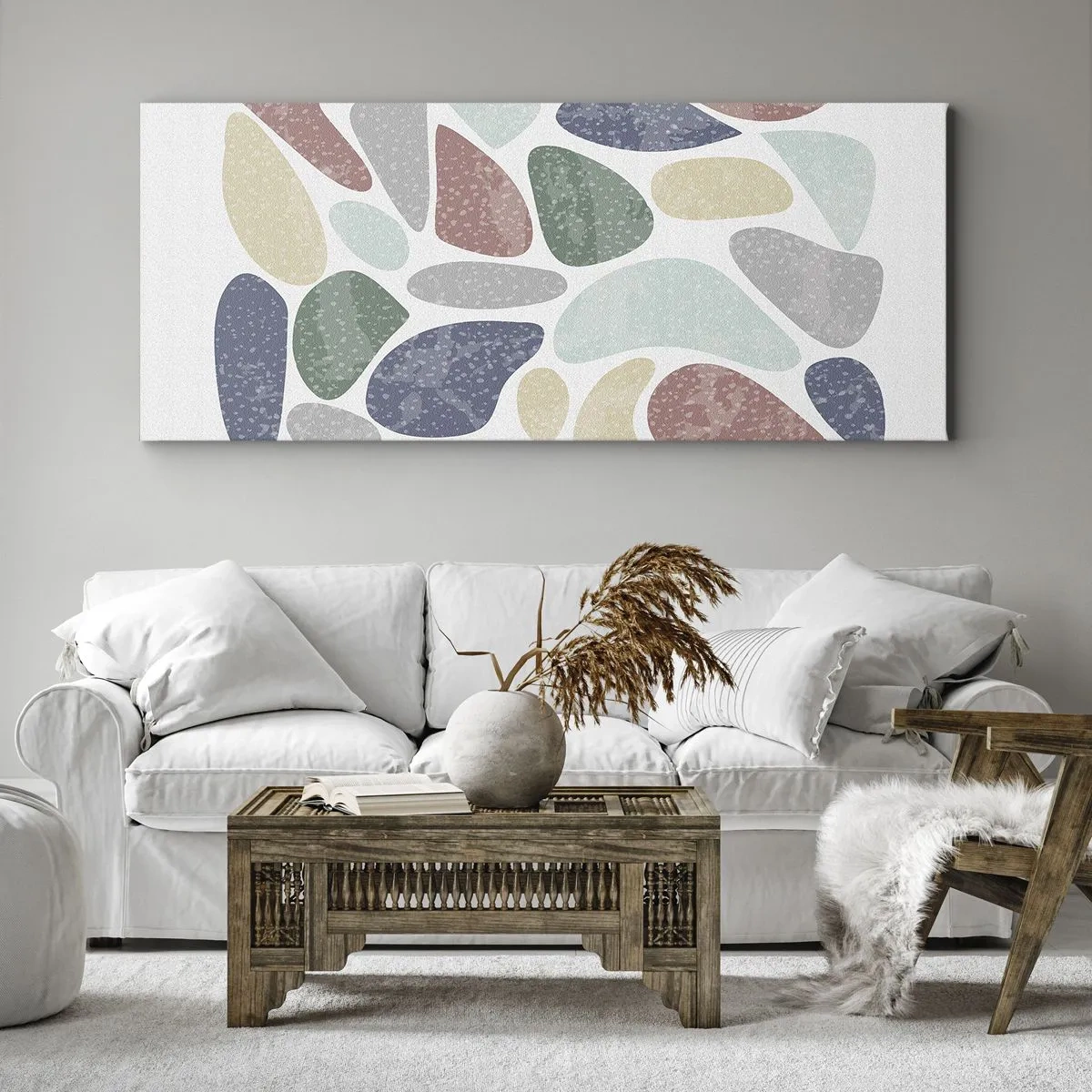 Cuadro sobre lienzo - Impresión de Imagen - Mosaico de colores empolvados - 100x40 cm