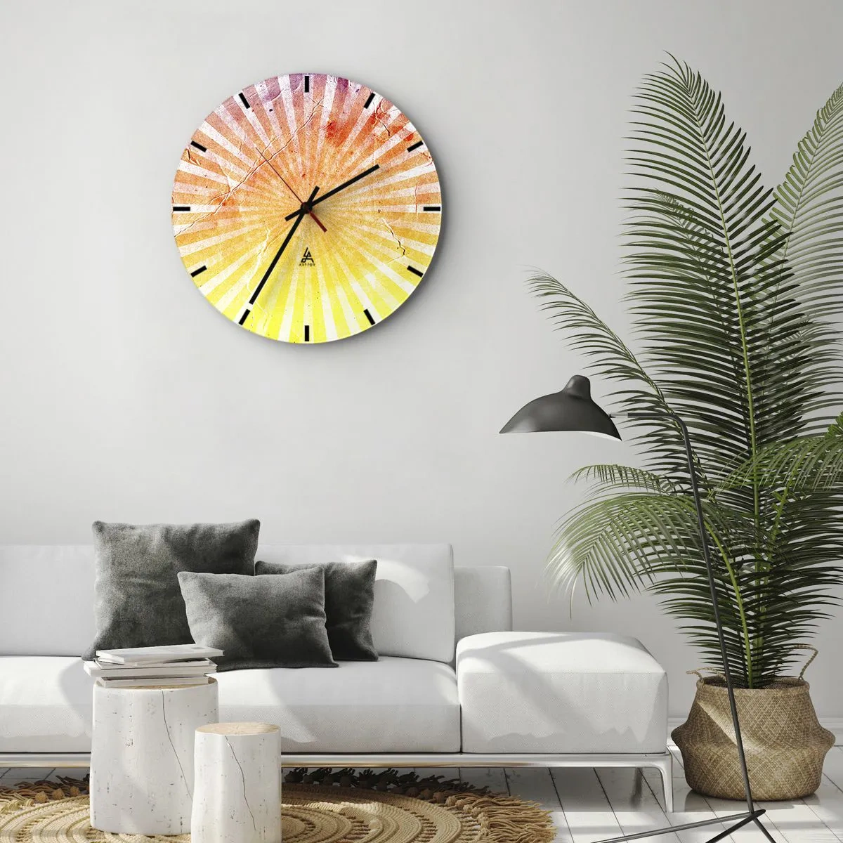 Reloj de pared - Reloj de vidrio - Renacer del sol - 40x40 cm