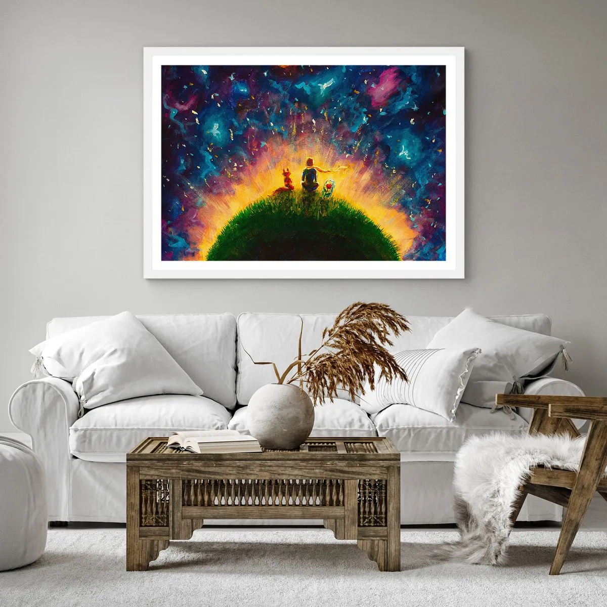 Póster en marco blanco - Amor y amistad - lo único entero - 60x60 cm