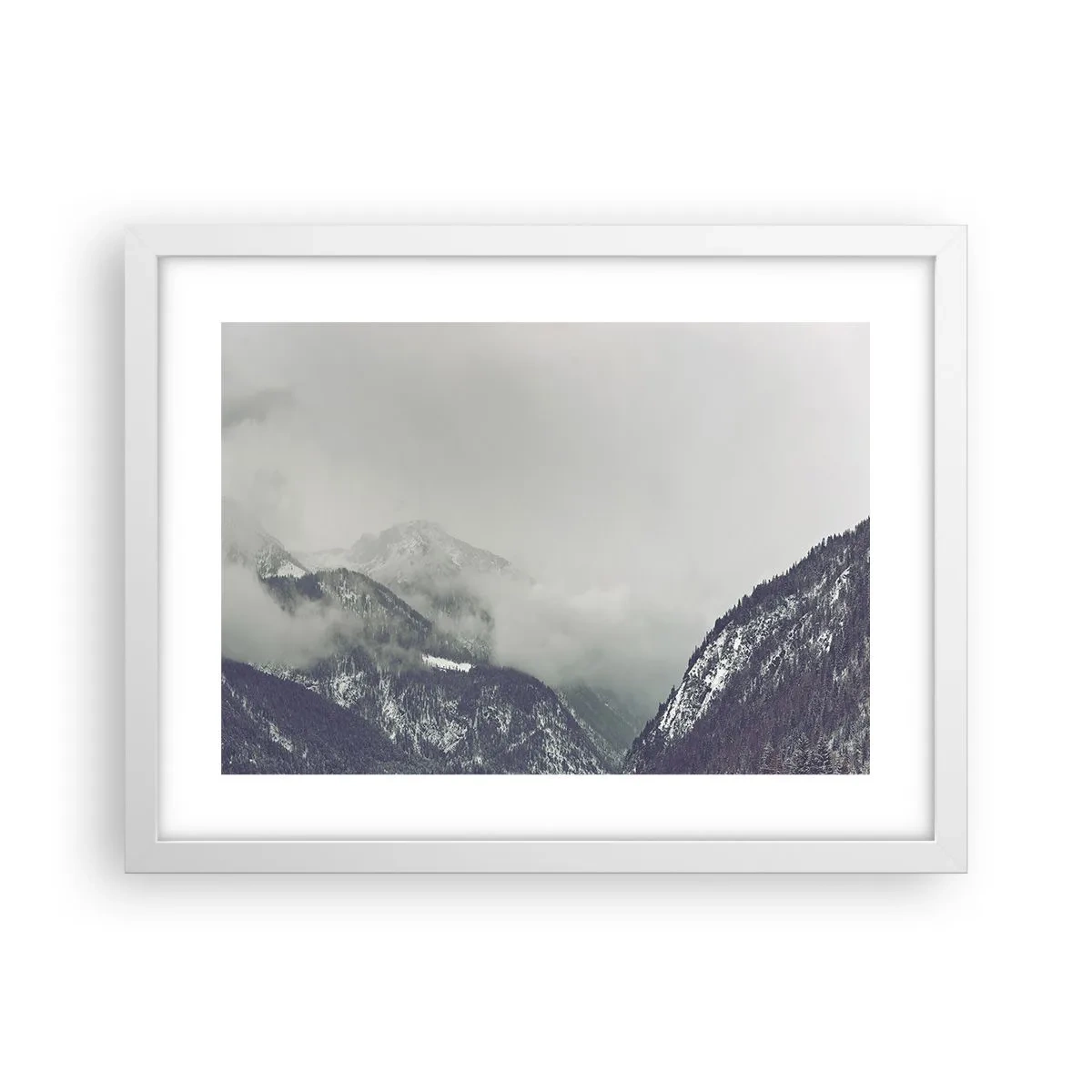 Póster en marco blanco - Valle de la niebla - 40x30 cm