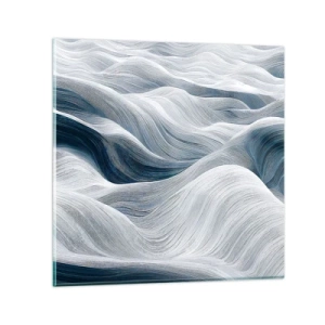 Cuadro sobre vidrio - Impresiones sobre Vidrio - Olas blancas y azules - 70x70 cm