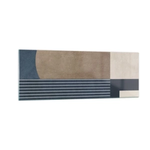 Cuadro sobre vidrio - Impresiones sobre Vidrio - Figuras geométricas en tonos beige y azul marino con líneas. - 140x50cm - Composición de sencillez y redondez - Decoración de pared moderna para salón y dormitorio ARTTOR