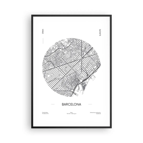 Póster en marco negro - Anatomía de Barcelona - 70x100 cm