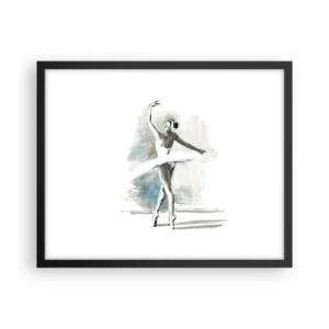 Póster en marco negro - Encantada por un cisne - 50x40 cm