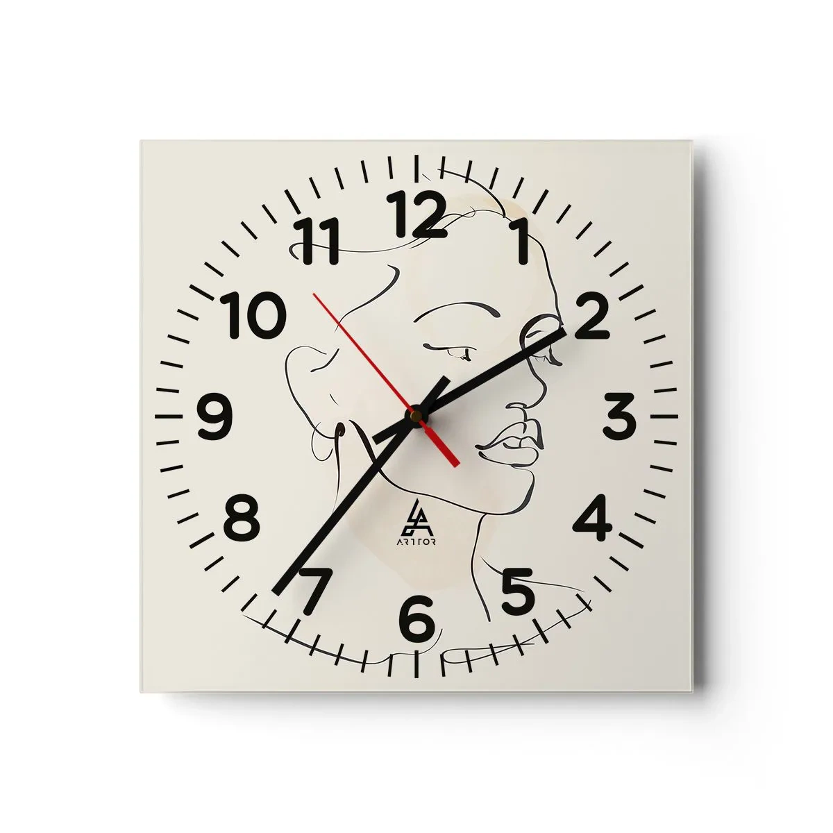 Reloj de pared - Reloj de vidrio - Líneas que muestran seguridad - 40x40 cm
