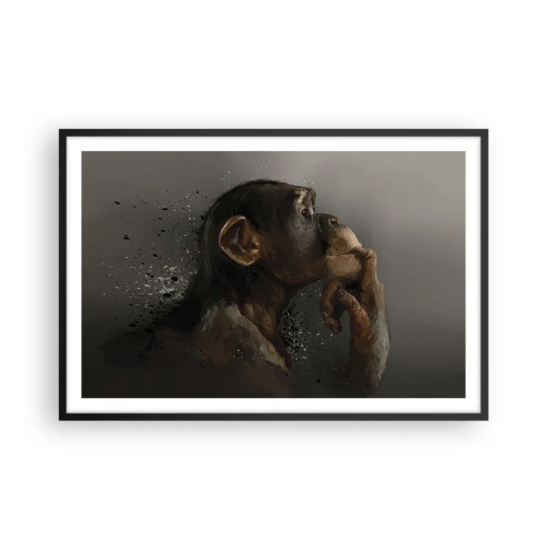 Póster en marco negro - La evolución del pensador - 91x61 cm