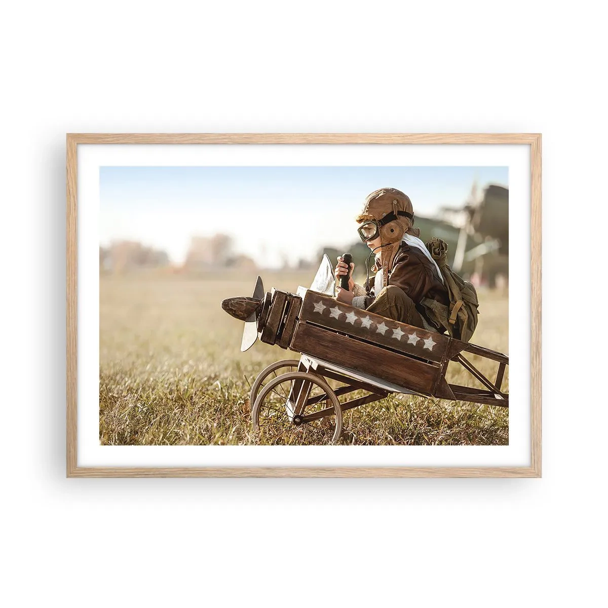 Póster en marco roble claro - Despegue hacia un sueño - 70x50 cm