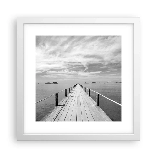 Póster en marco blanco - Hora de viajar - 30x30 cm