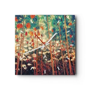 Reloj de pared - Reloj de vidrio - La vida secreta de las hojas - 40x40 cm
