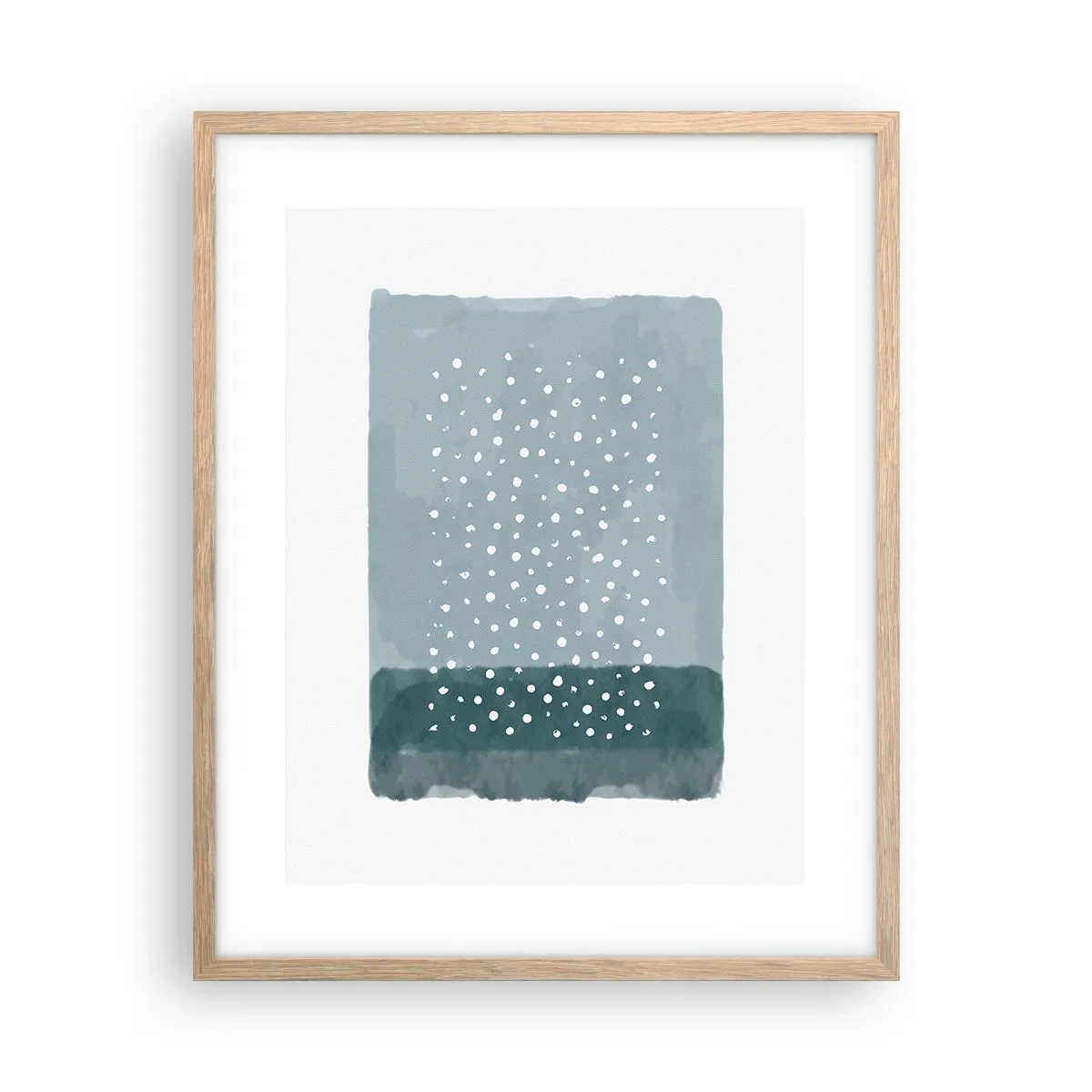 Póster en marco roble claro - Creación sobre azul - 40x50 cm