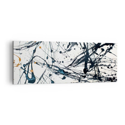 Cuadro sobre lienzo - Impresión de Imagen - Una pintura abstracta con salpicaduras de pintura en patrones dinámicos. - 140x50cm - Abstracción expresionista - Decoración de pared moderna para salón y dormitorio ARTTOR