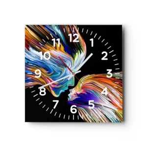 Reloj de pared - Reloj de vidrio - Una fusión de energía y luz - 40x40 cm